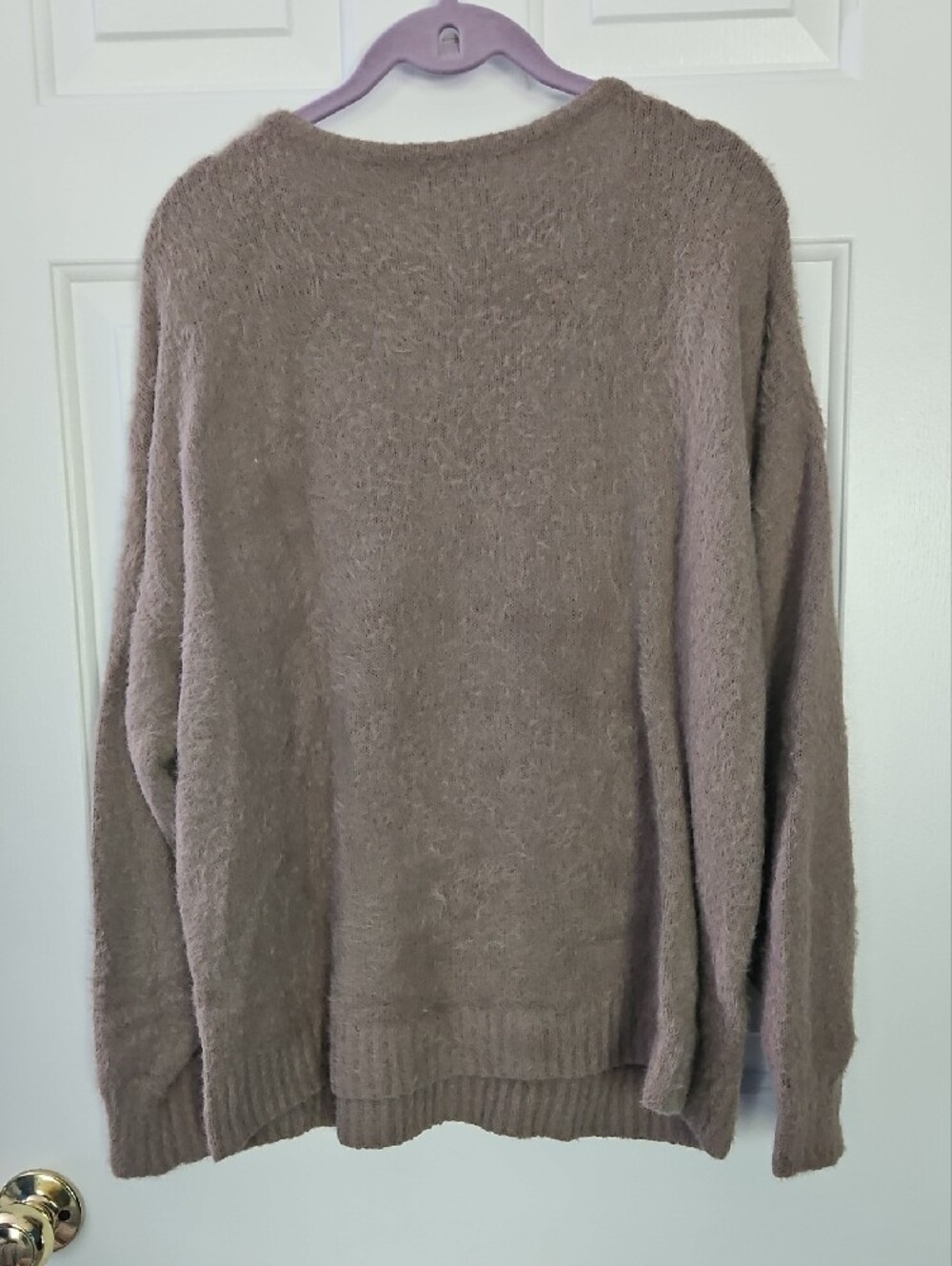 Old Navy Women's V-Neck Fuzzy Sweater - Brown - Picture 4 of 4